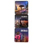Dubai Souvenir Coaster Fridge Magnet Set of 6 Pcs – Burj Al Arab View in Violet, Black, and Blue