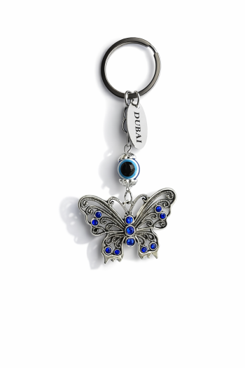 Blue Eye Keychain with Butterfly
