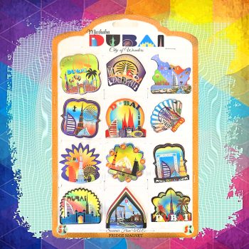 Foil Magnet Set Dubai Assorted 12pcs | Premium Dubai Fridge Magnets Souvenir Collection