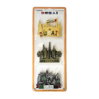 Dubai UAE Magnet Metal 3pcs – Black, Silver & Gold