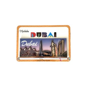 Dubai UAE MDF Magnet - 1 Piece, Violet Rectangular Design