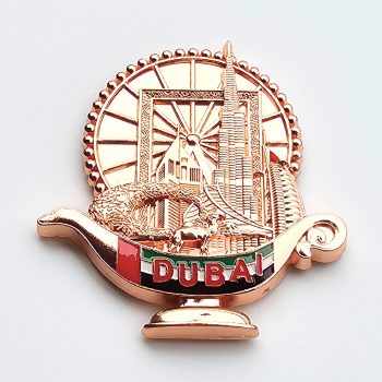 Dubai UAE Metal Magnet Alladin Lamp Shape with Dubai Skyline