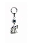 Blue Eye Keychain with Silver Camel Design