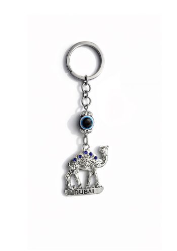 Blue Eye Keychain with Silver Camel Design