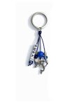 Blue Eye Keychain with Silver Dolphin Design