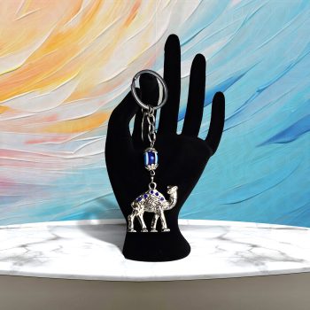 Blue Eye Keychain with Silver Camel Design