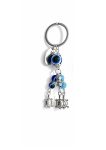 Blue Eye Keychain with Silver Tortoise Charm