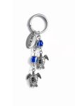 Blue Eye Keychain with Silver Tortoise