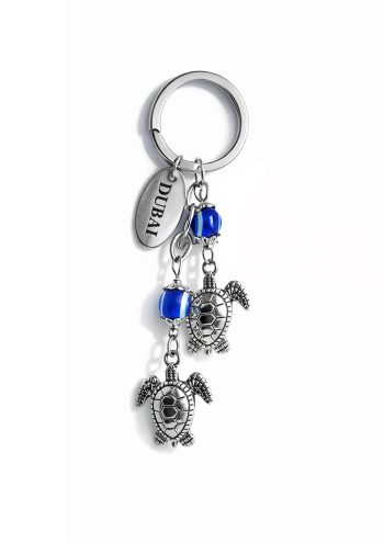 Blue Eye Keychain with Silver Tortoise