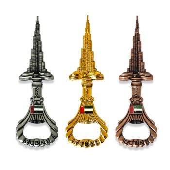 1pcs Fridge Magnet Bottle Opener featuring Burj Khalifa, Gold,Copper,Antique plated — a functional and stylish Dubai souvenir for home or gifting.