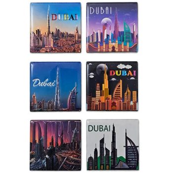 Dubai Souvenir Fridge Magnets 6 Pcs | 5 x 5.5 cm Foil Magnets | UAE Gift & Decorative Keepsake