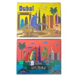 Dubai Souvenir Foil Magnets 2 Pcs 90x70mm | 9x7cm Fridge Magnets | Travel Gift & Decorative Keepsake