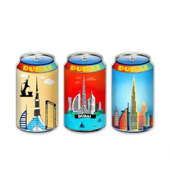 Dubai Foil Fridge Magnet – 3 Pcs, Large Size, Can Shape Assorted | Dubai Landmarks Souvenir