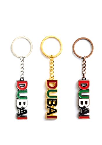 Metal Keychain Dubai Font Enamel filled 3pcs
