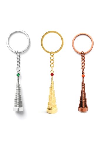 Metal Keychain Burj Khalifa Shaped 3pcs