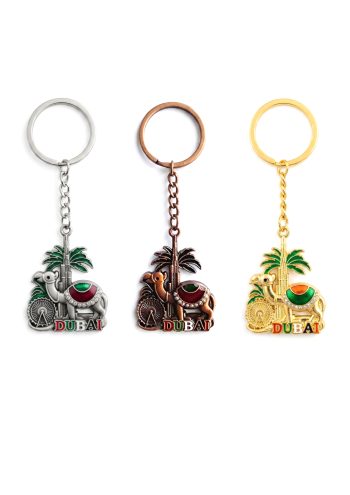 Metal Keychain with Camel & palm Tree 3pcs