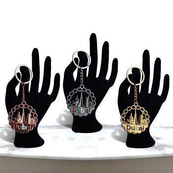 Metal Keychain Round Dubai  3pcs