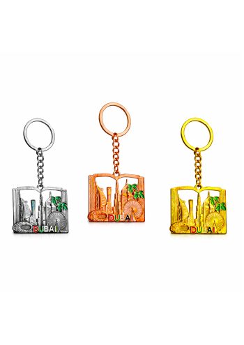 Dubai Metal Keychain – Book Shape 3pcs