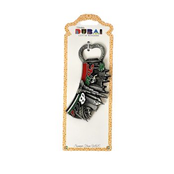 Dubai UAE Metal Bottle Opener Fridge Magnet - Burj Al Arab & Burj Khalifa in Silver