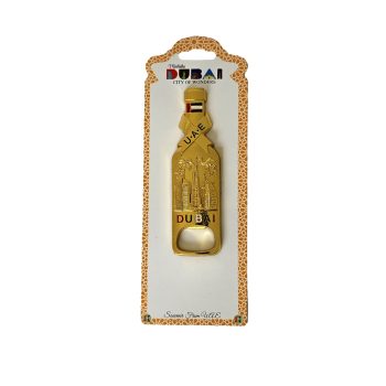 Dubai UAE Metal Bottle Opener Fridge Magnet - Burj Al Arab & Burj Khalifa Golden Design