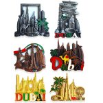 6 pcs Premium Metal Fridge Magnets Dubai Souvenir | Iconic Landmarks & Skyline Design | Strong Magnetic Hold & Durable Finish