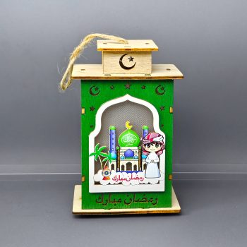 MDF Wooden Ramadan Lantern with LED Light 02