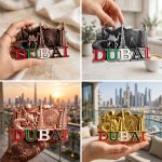 Premium metal fridge magnet Burj Khalifa and Burj Al Arab, Camel Duabi souvenir, gift, and keepsake with strong magnetic hold